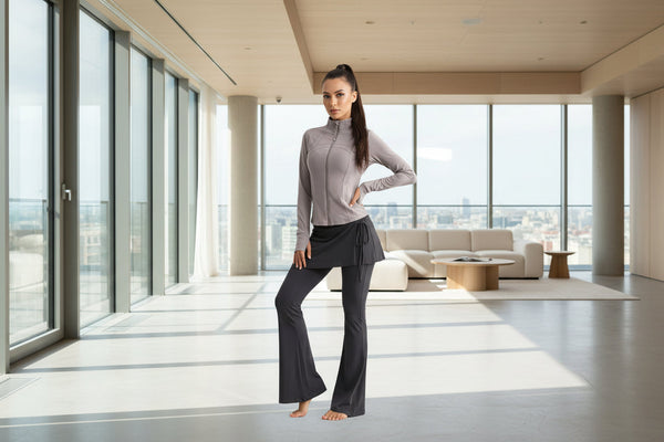 Women’s Long Sleeve Running Set – Zip-Up Slim Fit Gym Outfit