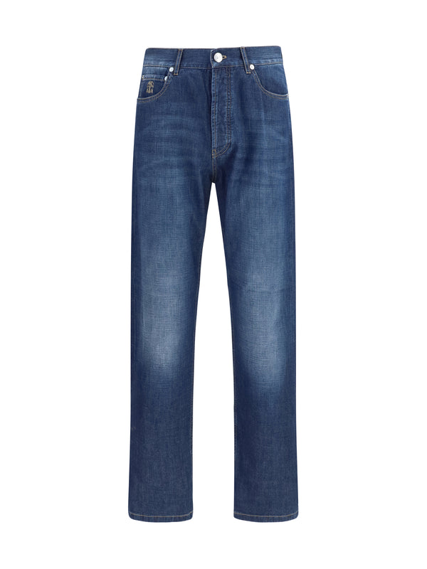 Lightweight Denim Trousers in Dark Blue