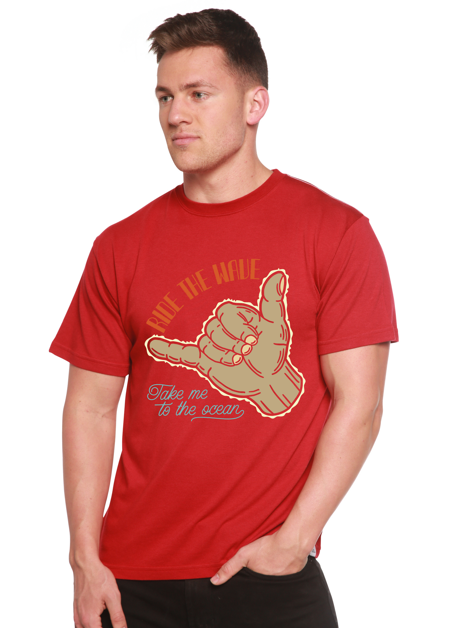 Ride The Wave Men's Bamboo Viscose/Organic Cotton Short Sleeve Graphic T-Shirt