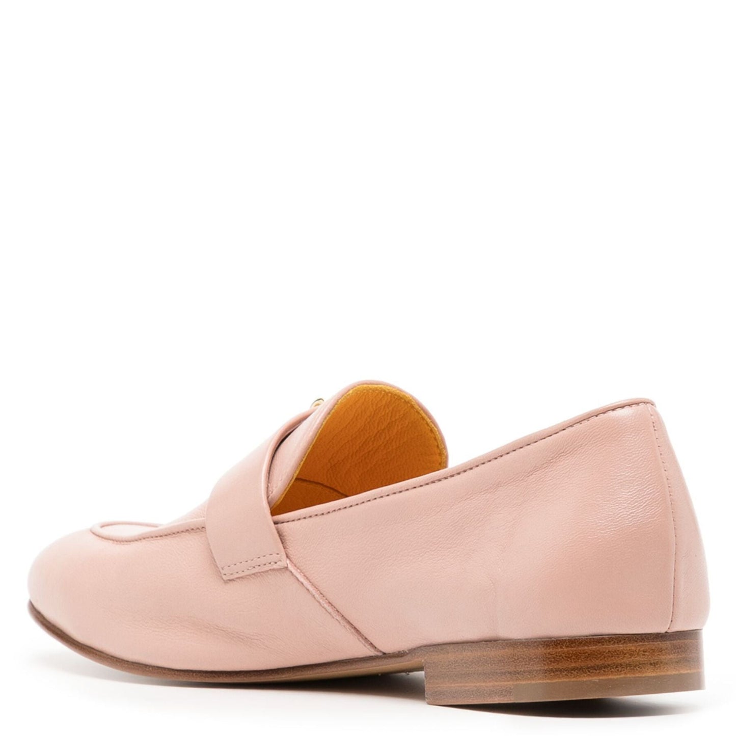 Light Pink Leather Lock Flat Loafer