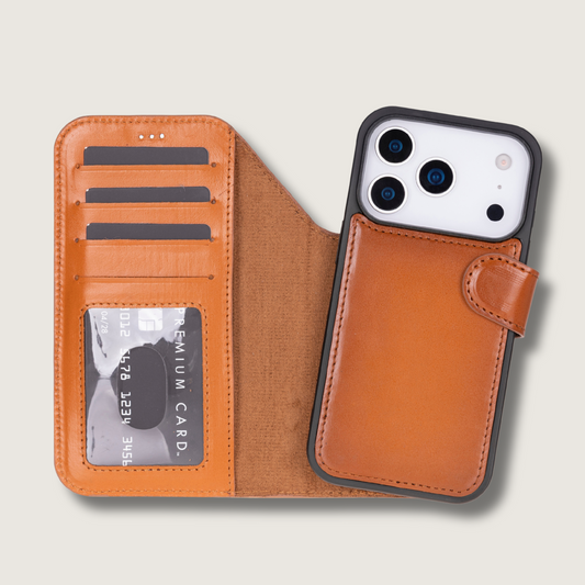 Leather iPhone 18 Pro Max Wallet Case – Rustic Brown - Austin