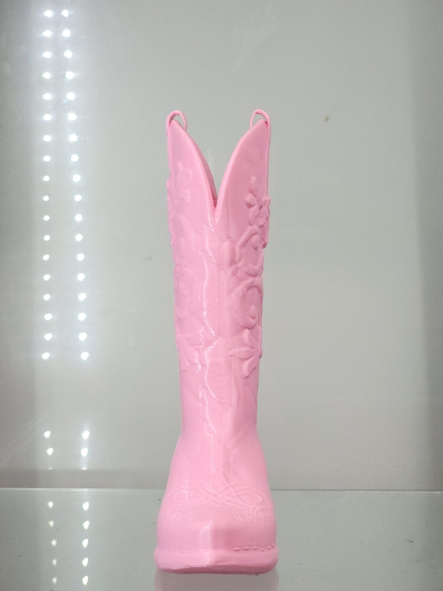 3D Printed Pink Cowboy Boot Brush Holder - Western Decor