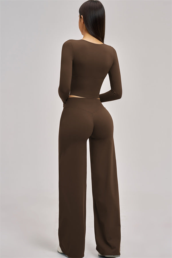 The Swoon Long Sleeve Crop top Flared Leggings 2-Piece Set
