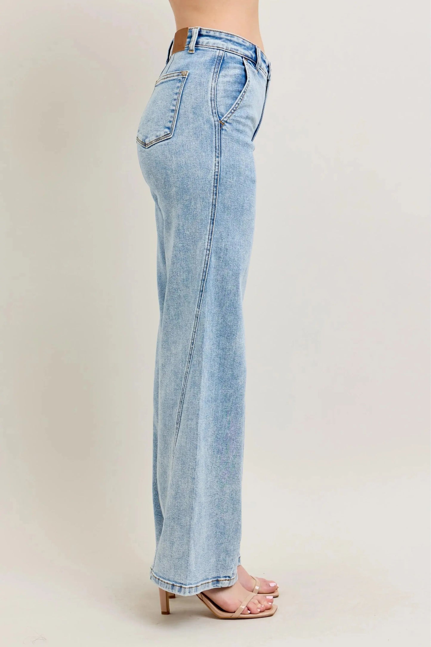 Plus Size Jeans - High Waist Wide Leg - Skewed Inseam Denim