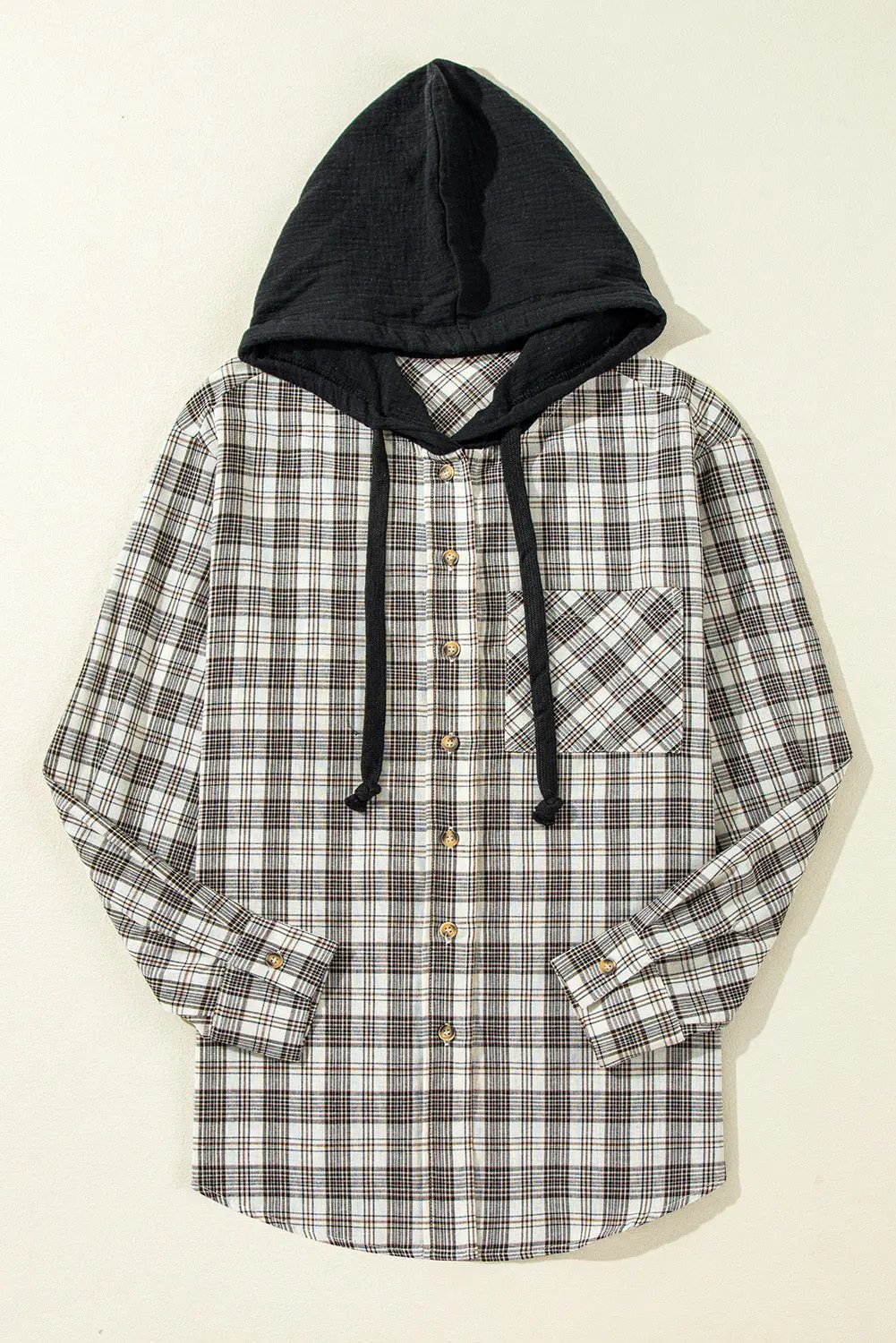 Women's Checkered Shacket - Soft & Hooded - Fall Layering Top