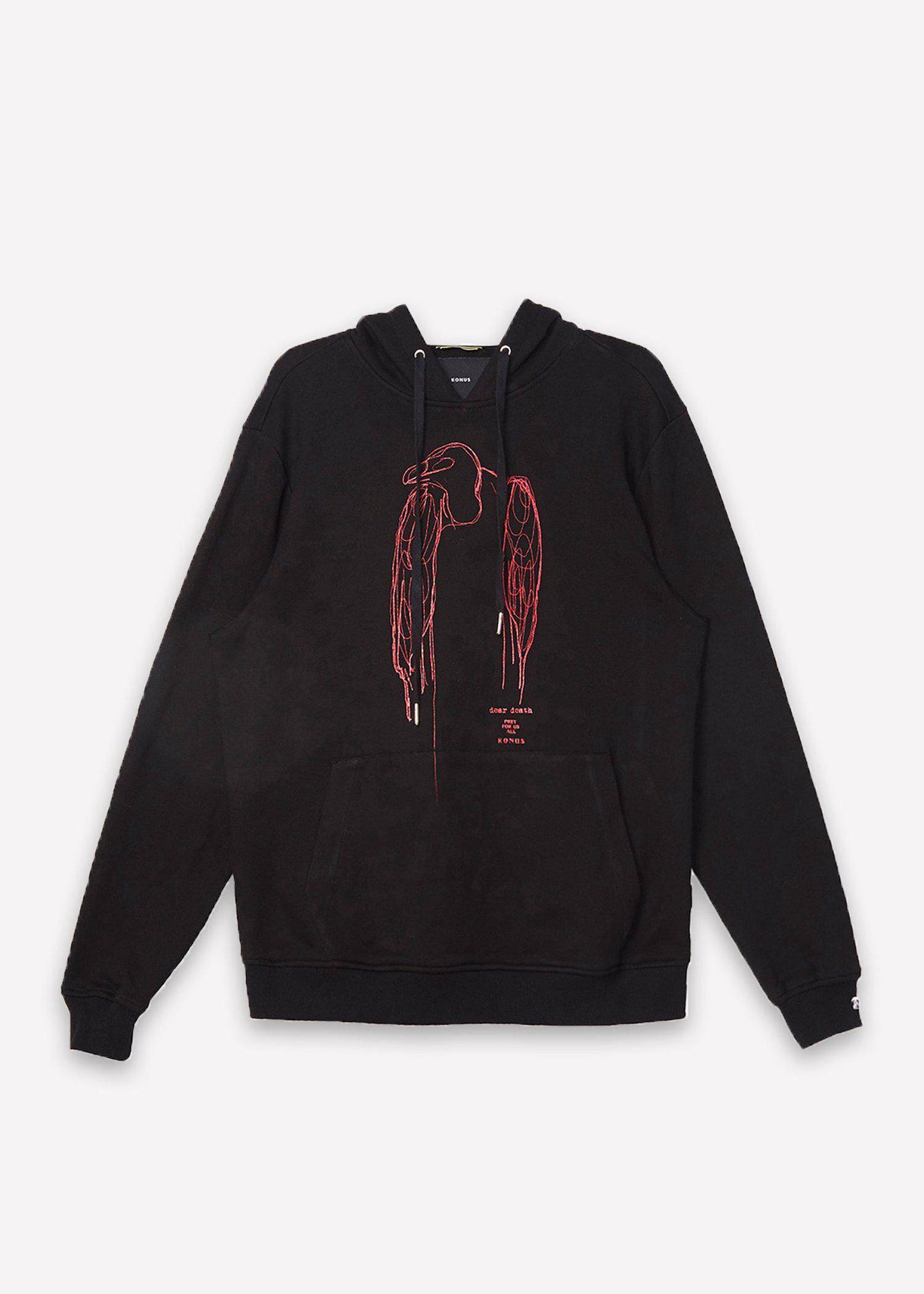 Konus Men's Vulture Print Hoodie in Black