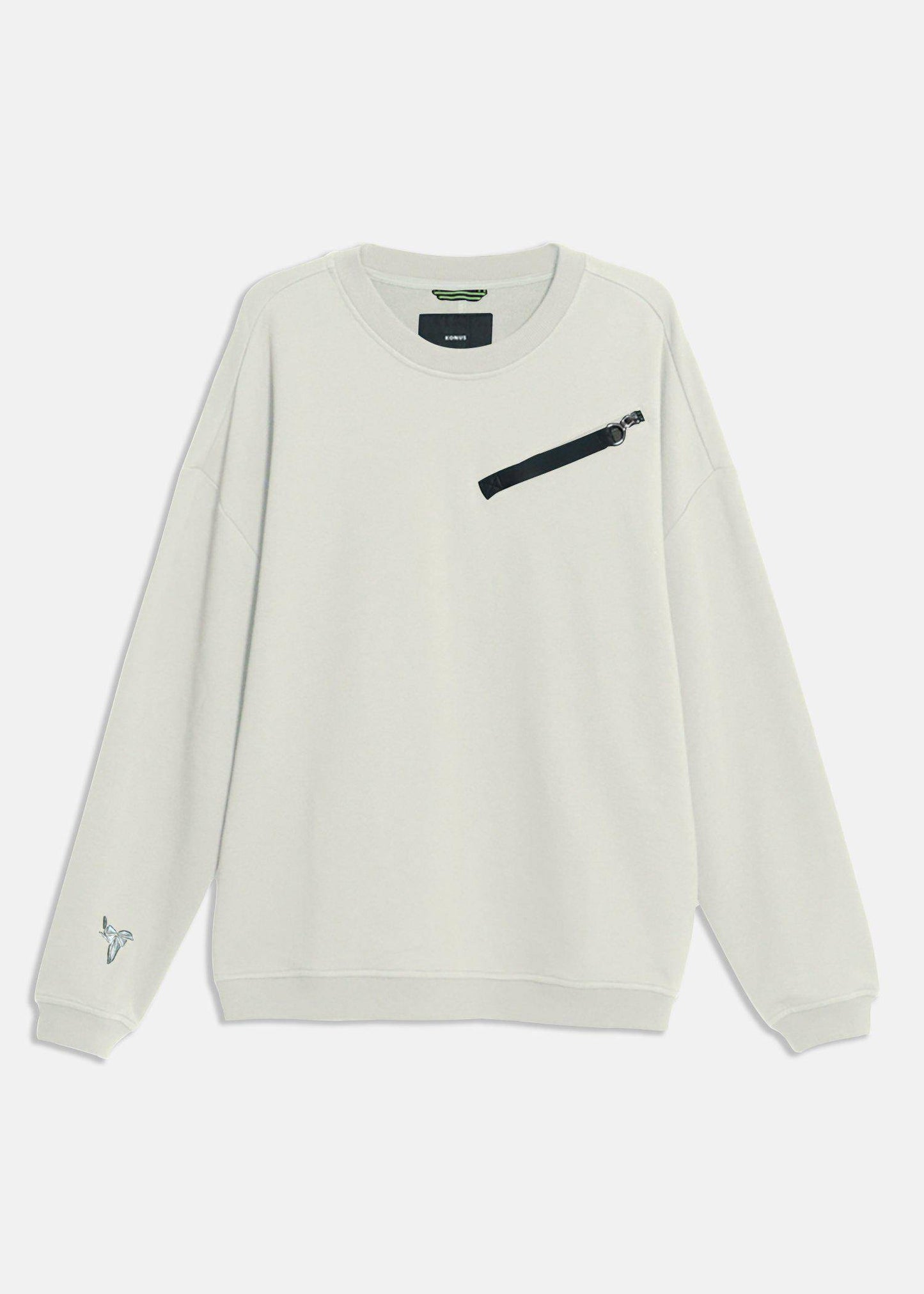 Men's Zipper Chest Pocket Sweatshirt in Off White