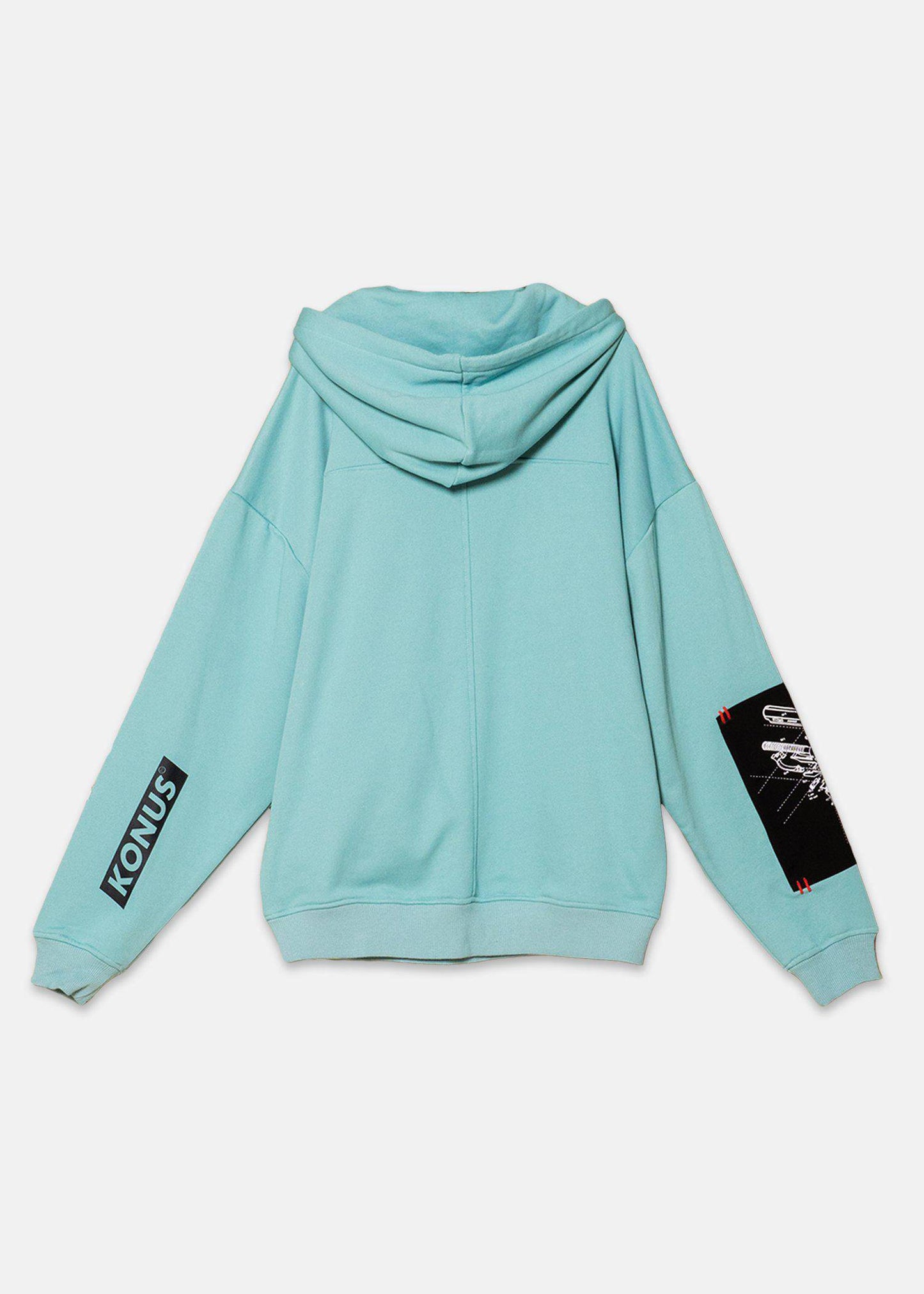 Konus Men's Logo Print Patch Hoodie in Teal