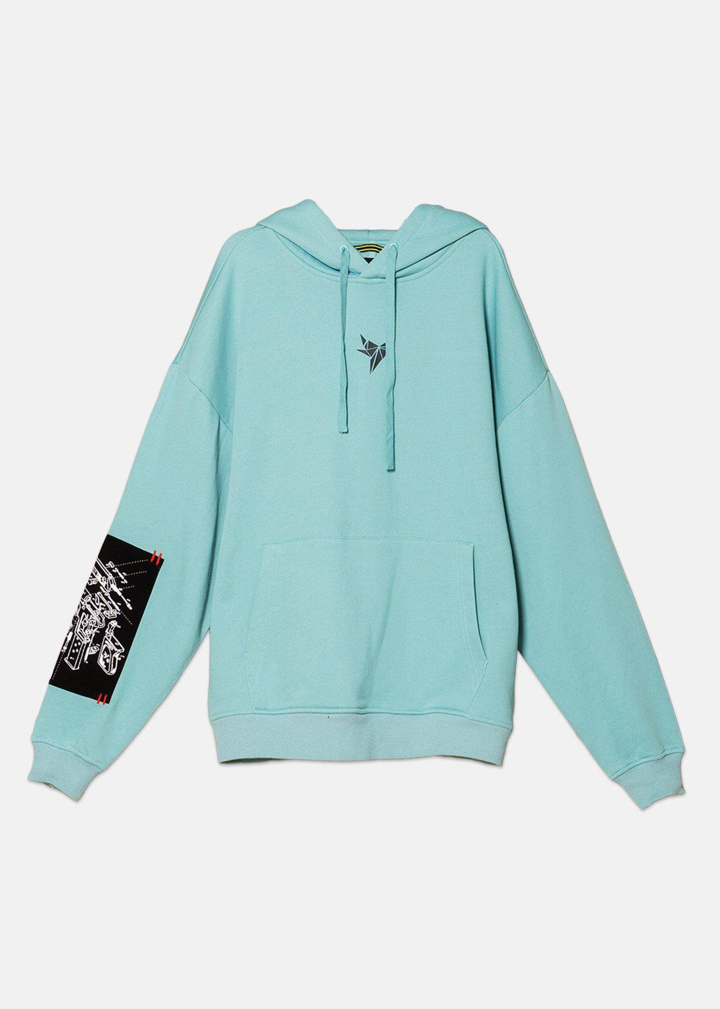 Konus Men's Logo Print Patch Hoodie in Teal