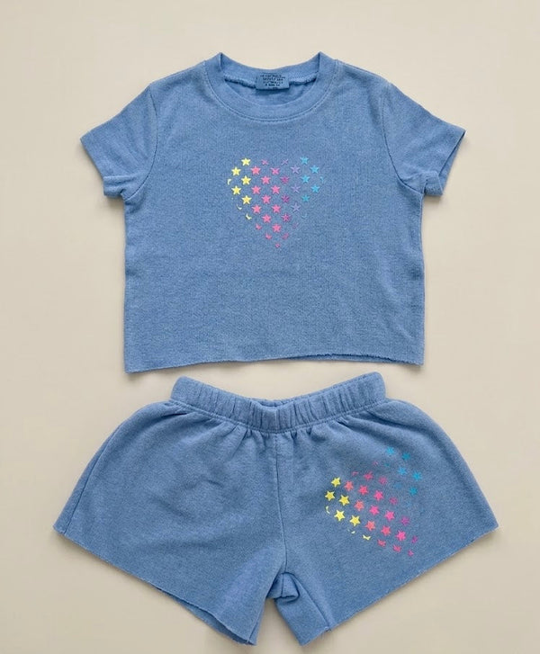 FIREHOUSE - OMBRÉ HEART SHORT SET, ICE BLUE