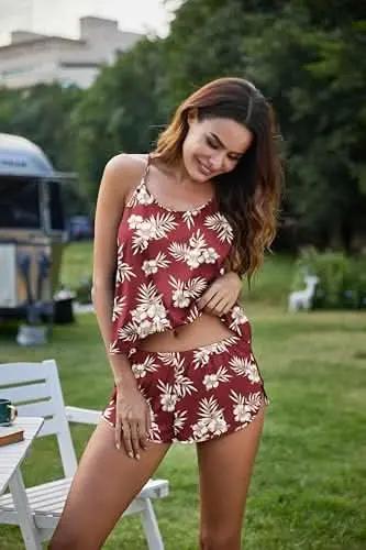 Love Salve Satin Pajamas Women's Backless Lingerie Cami Shorts Set Nightwear