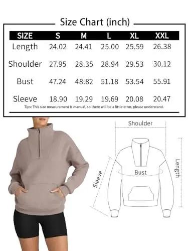 Love Salve Half Zip Sweatshirt Women's Fall/Winter Oversized Pullover - Comfy & Trendy