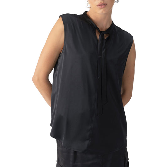 Sanctuary Tie Neck Satin Shell