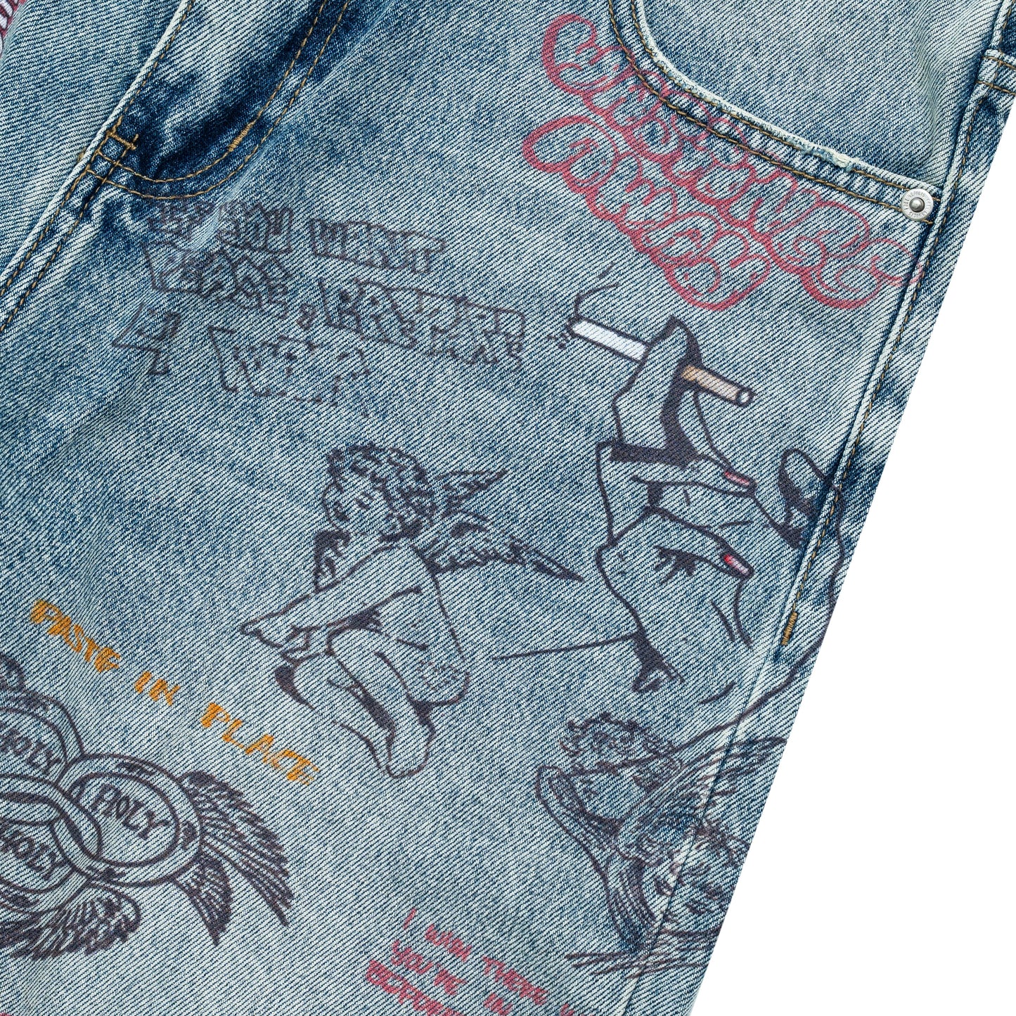 Graffiti Jorts - Blue Wash