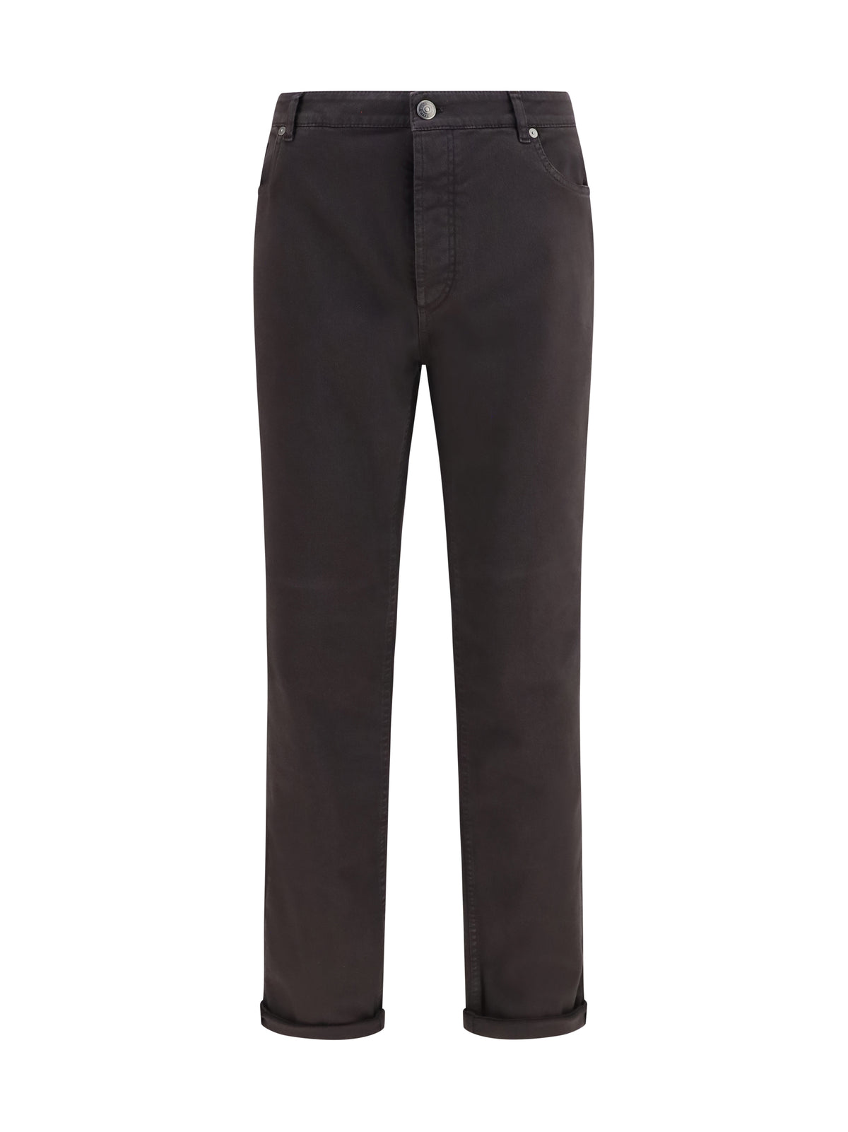 Jeans With Turn-Up Hem Dark Brown