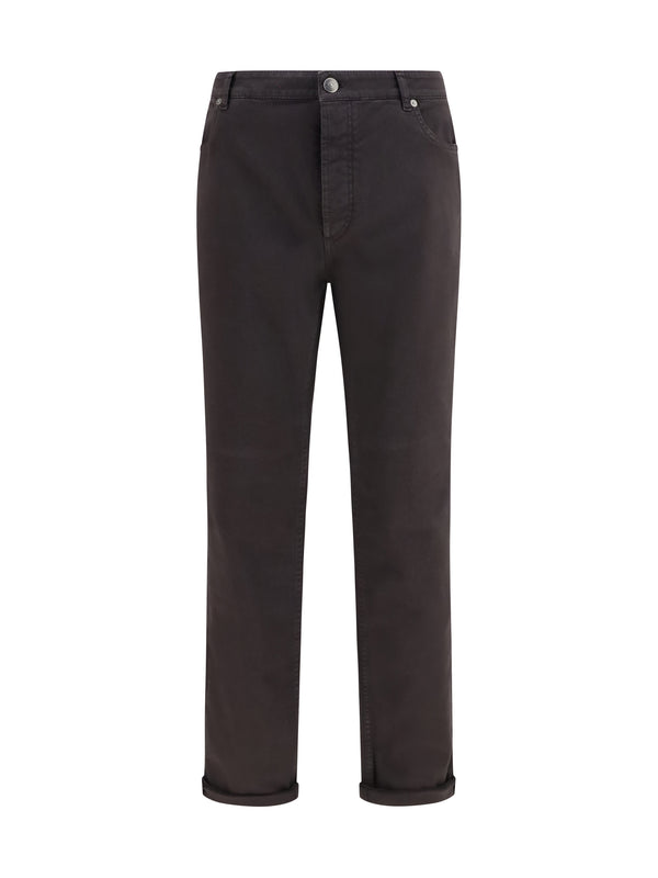 Jeans With Turn-Up Hem Dark Brown