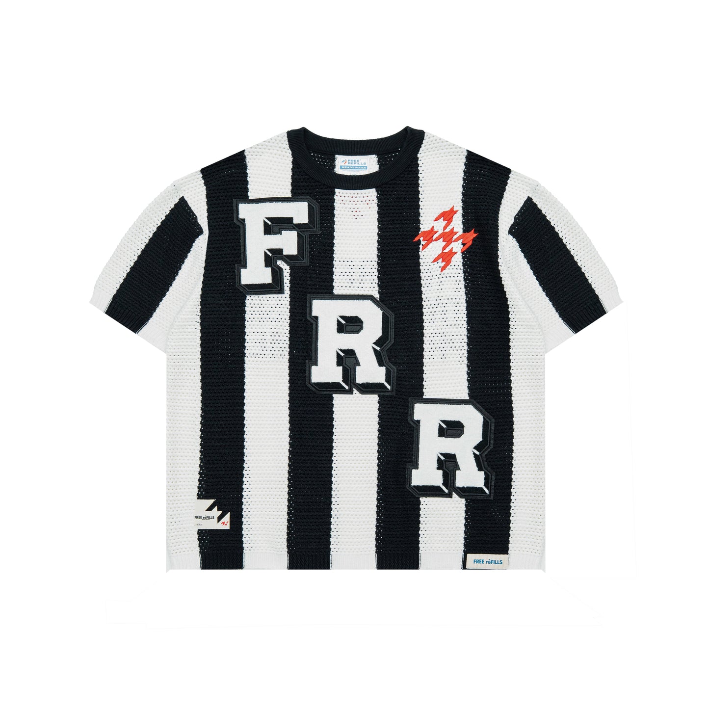 Striped Crochet Knit Jersey Shirt - Black