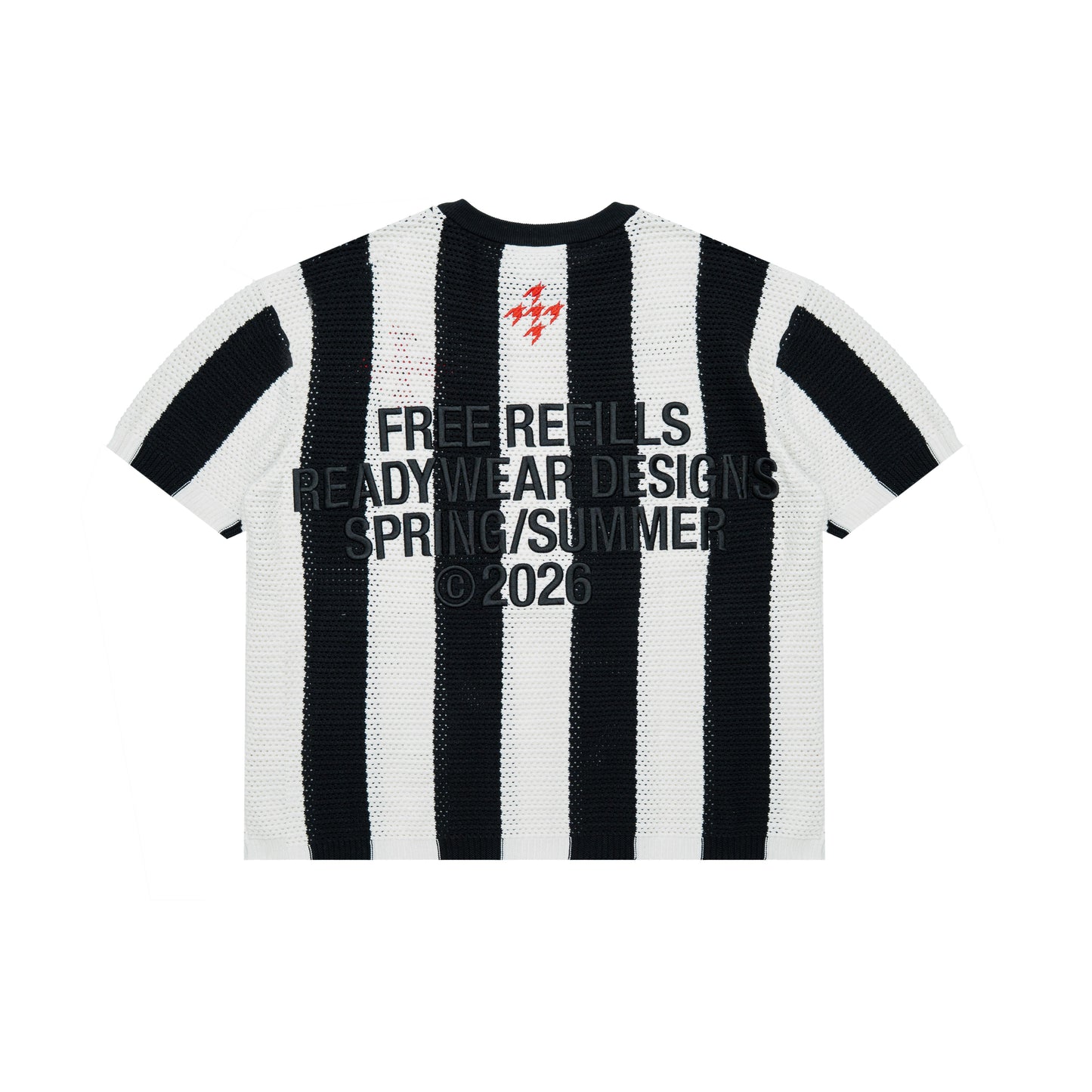 Striped Crochet Knit Jersey Shirt - Black