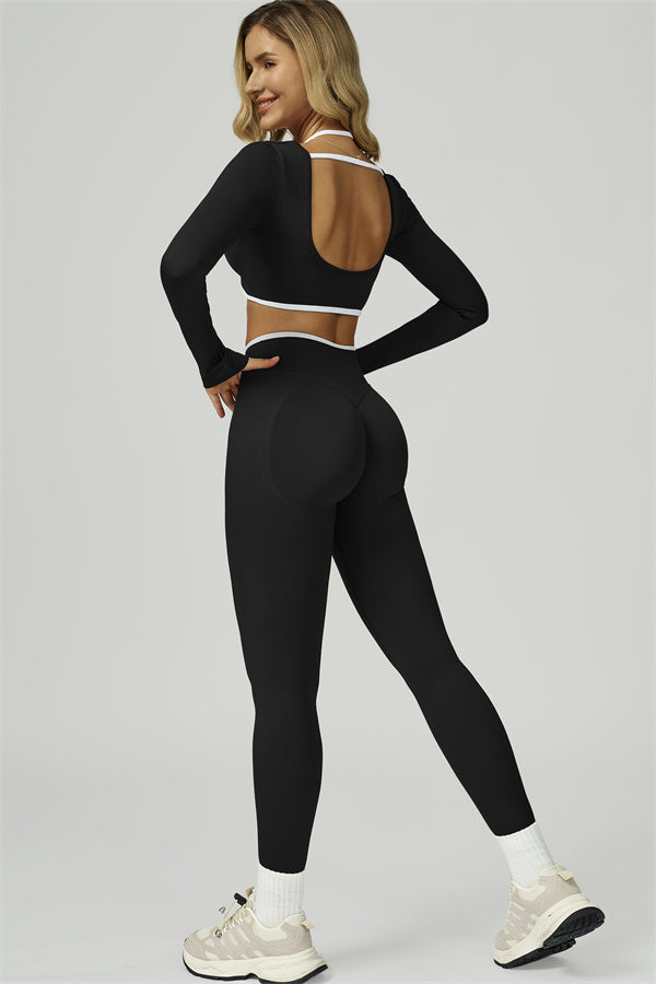 The Prime Line Long Sleeve Crop Top Leggings 2-Piece Set