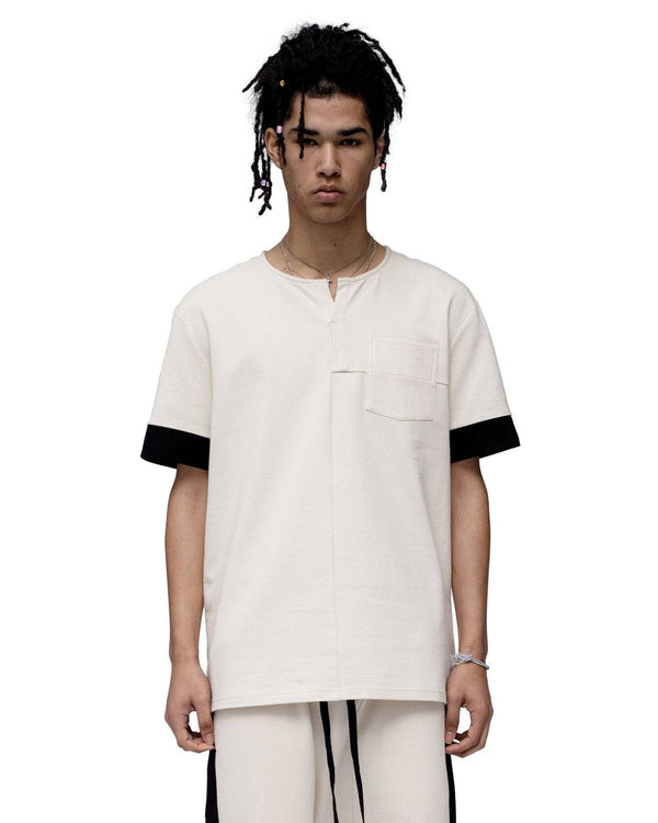 Konus Men's Ss Henley Tee / Owen In Beige
