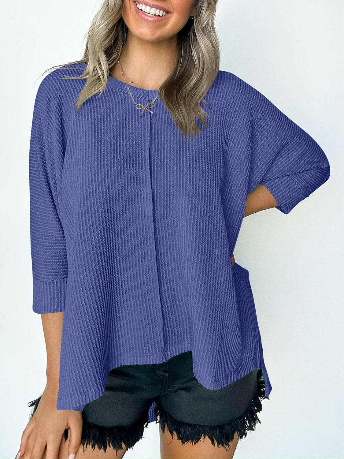 Trendsi just arrived - Textured 3/4 sleeve blouse