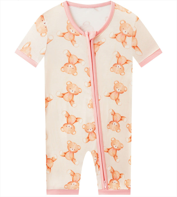 Posh TOT Teddy Bear Love Bamboo Shorty Romper