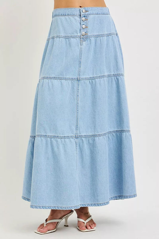 RISEN High Rise Ruffle Long Skirts
