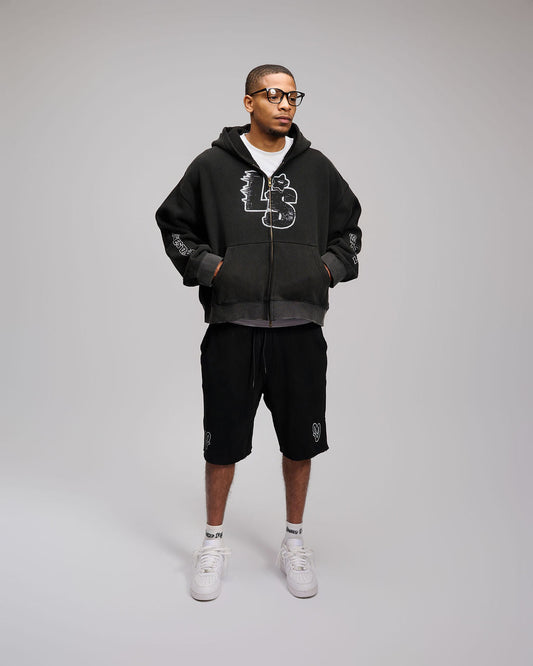 Double Heart LS Jacket - Black & White