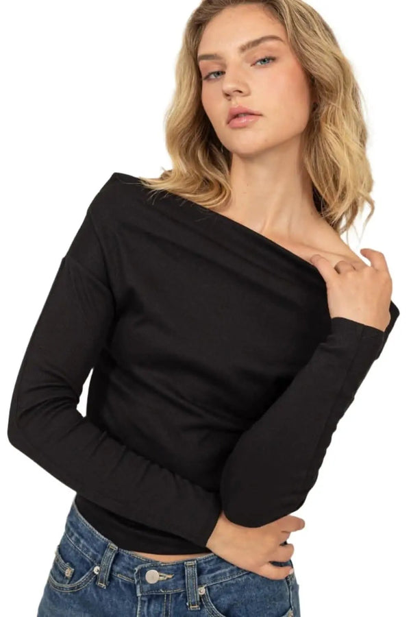 Top - Off-Shoulder Ribbed - Chic & Versatile