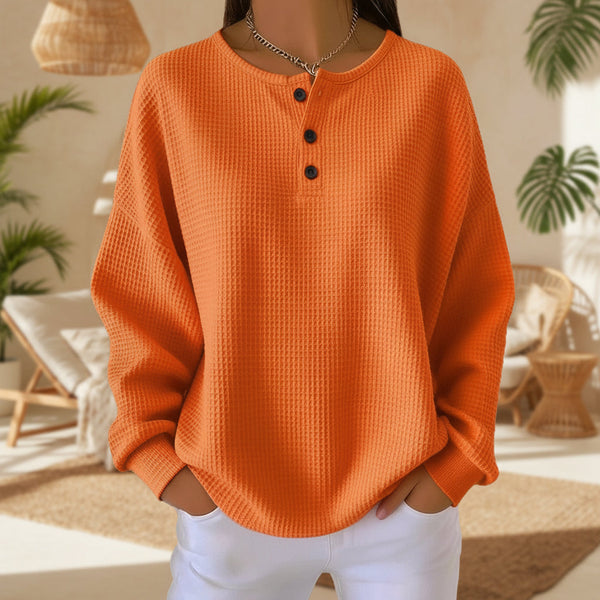 Women's Round Neck Solid Color Pullover Loose Top | Long & Short Sleeve