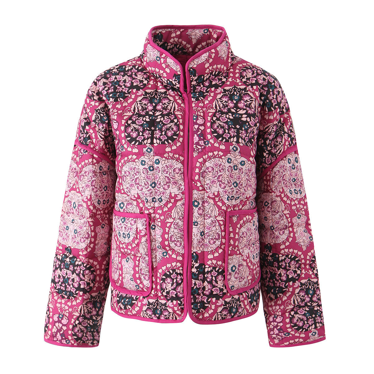 Women's Quilted Jacket Pink Printed BYMANYC ® New York CONTEMPORARY VIBRANT BOHO OUTERWEAR - New Collection