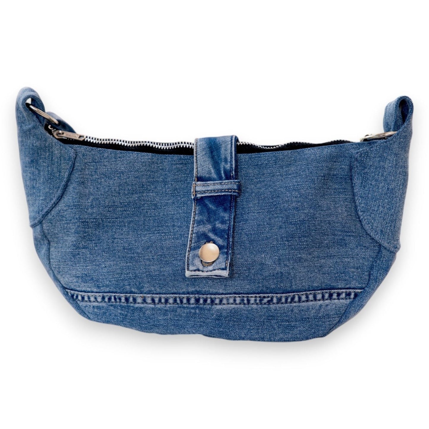 Brooklyn Crescent / Upcycled Denim Crossbody Light Blue