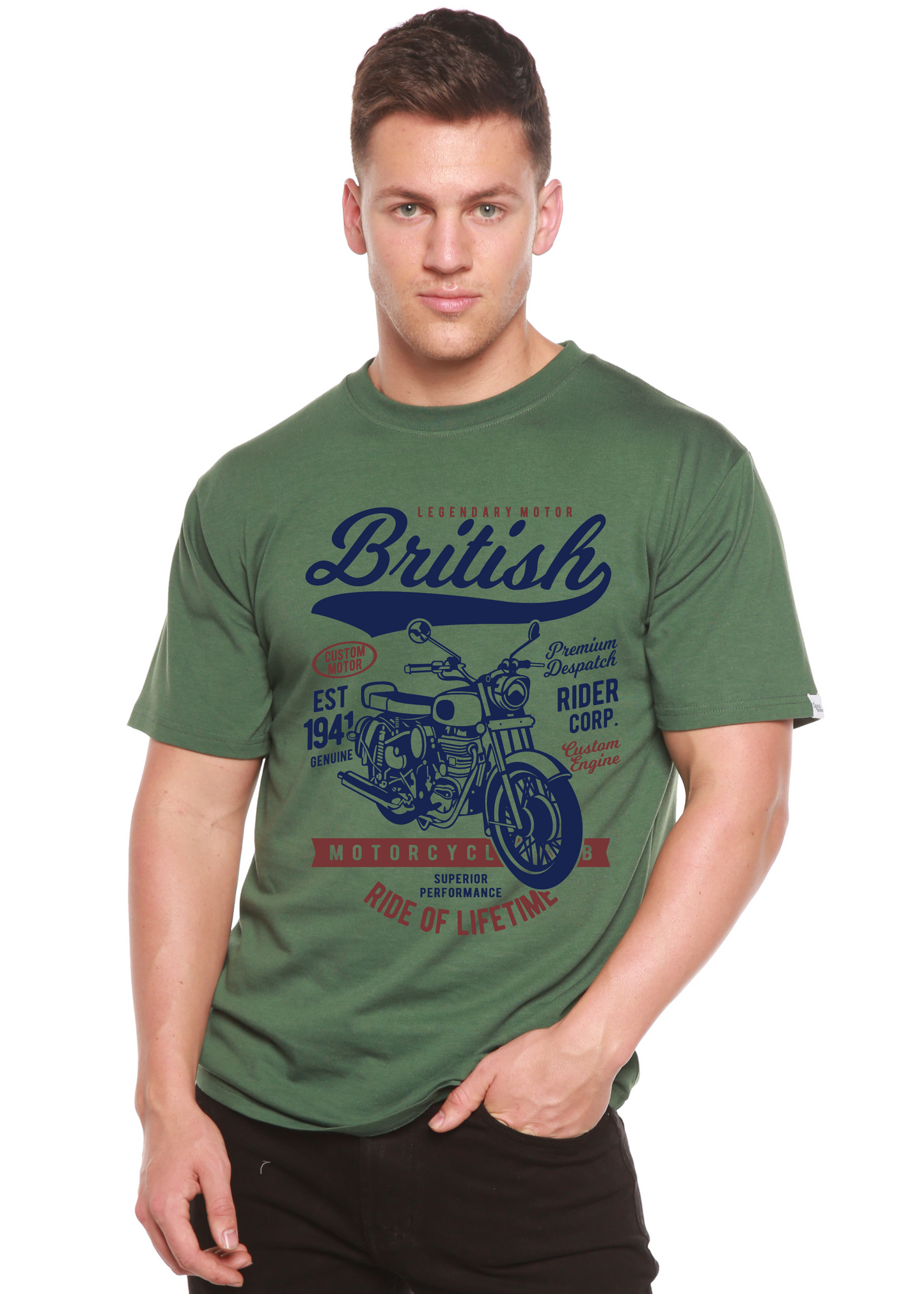 British Motorcycle Men's Bamboo Viscose/Organic Cotton Short Sleeve Graphic T-Shirt