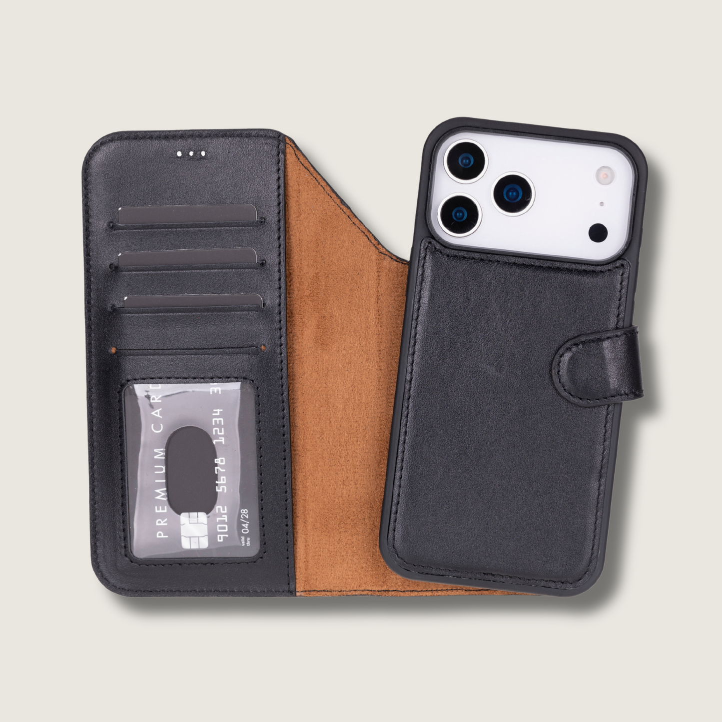 Leather iPhone 18 Pro Wallet Case – Black - Austin