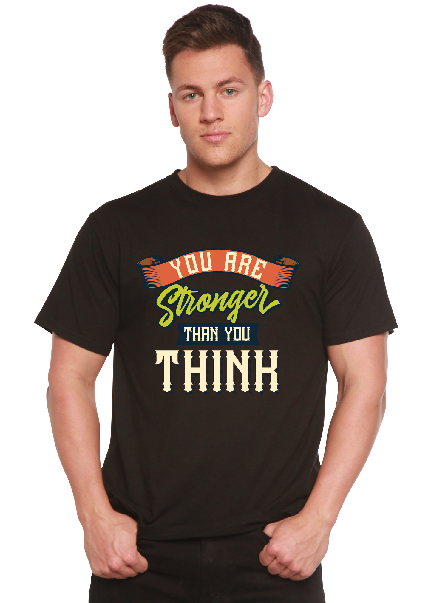You Are Stronger Than You Think Men's Bamboo Viscose/Organic Cotton Short Sleeve Graphic T-Shirt