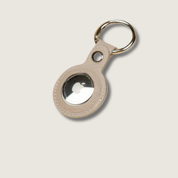 Premium Leather AirTag Holder - Light Beige - Orlando
