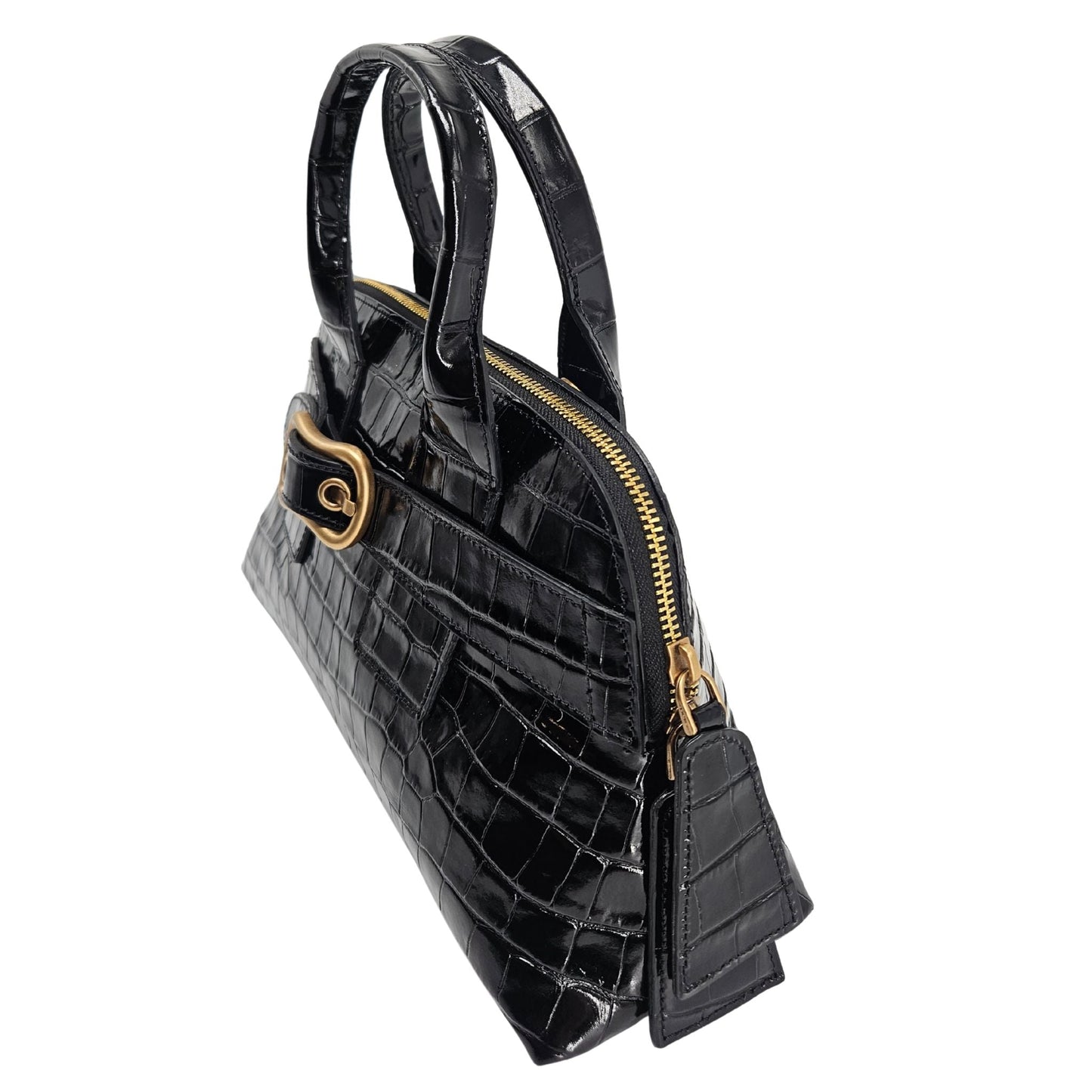 Niky Black Moc Croc Leather Mini tote Bag