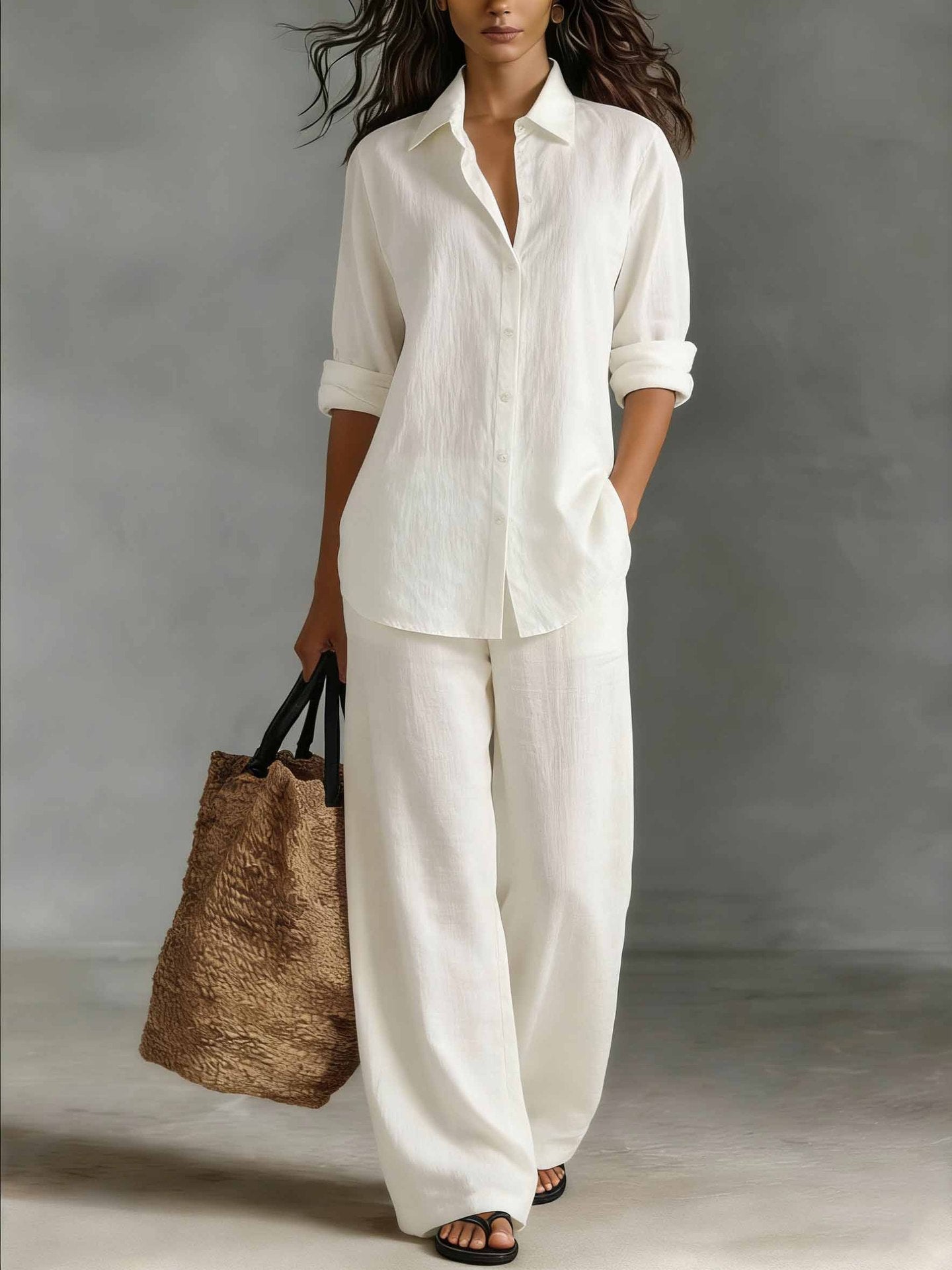 Women's Bohemian Cotton-Linen Top & Pants Set – Resort Lounge Co-ord