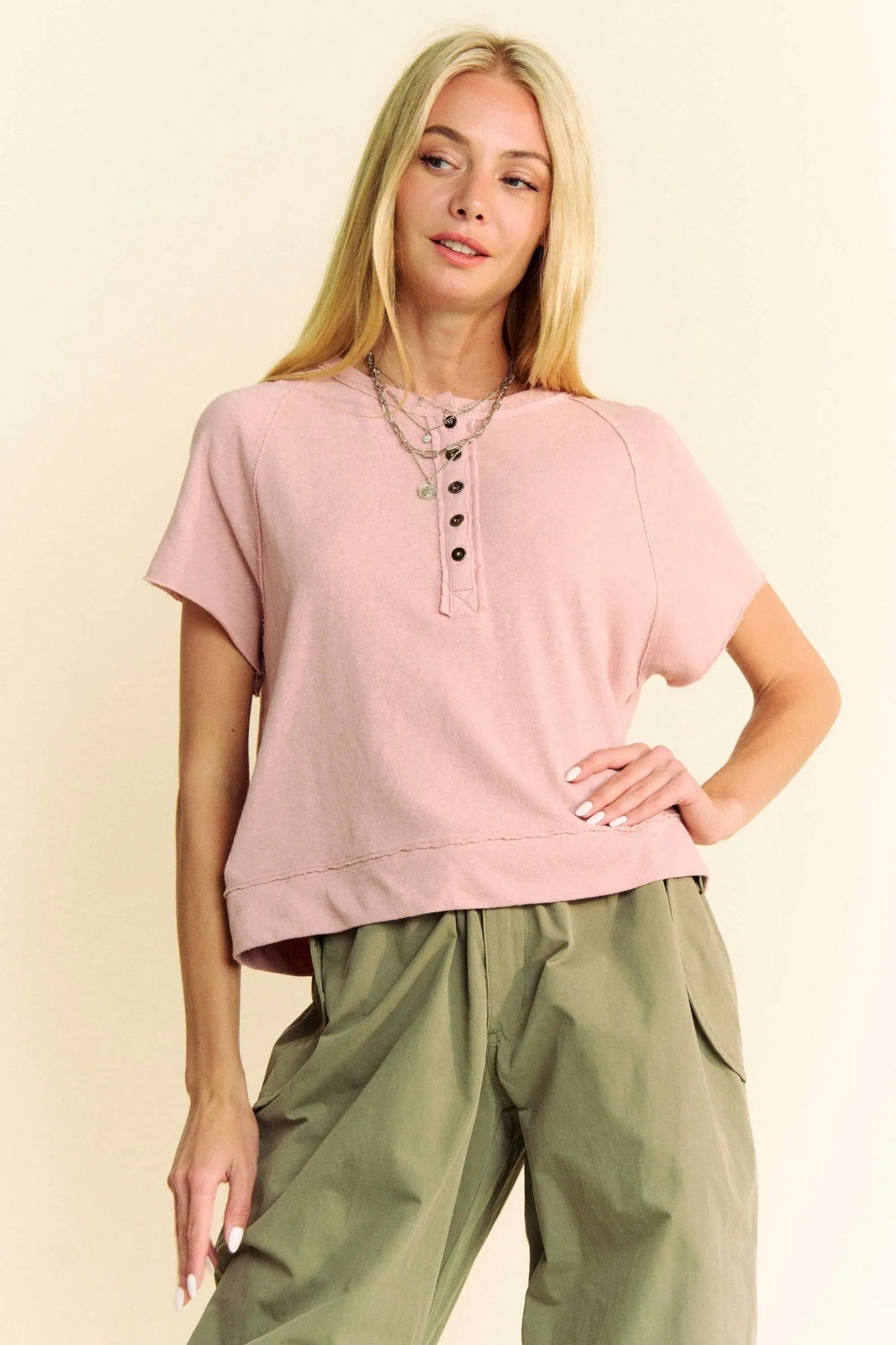 Knit Short Sleeve Top - Breezy Fabric - Casual T-Shirt