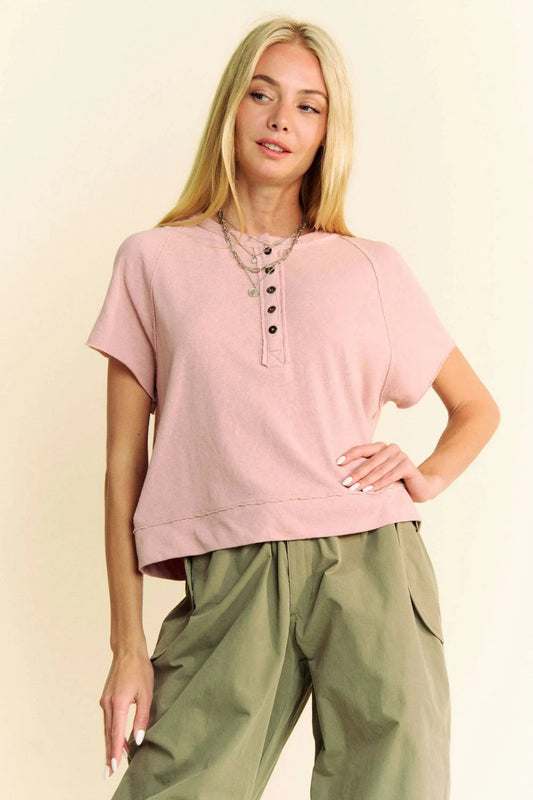 Knit Short Sleeve Top - Breezy Fabric - Casual T-Shirt