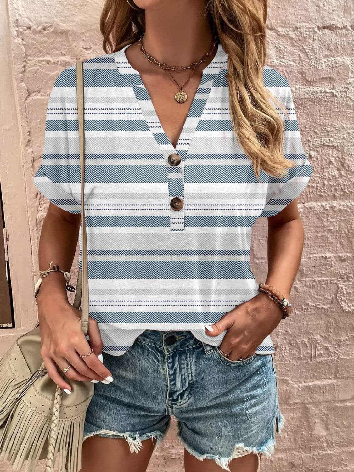 Blouse - Sheer Short Sleeve - Chic Style