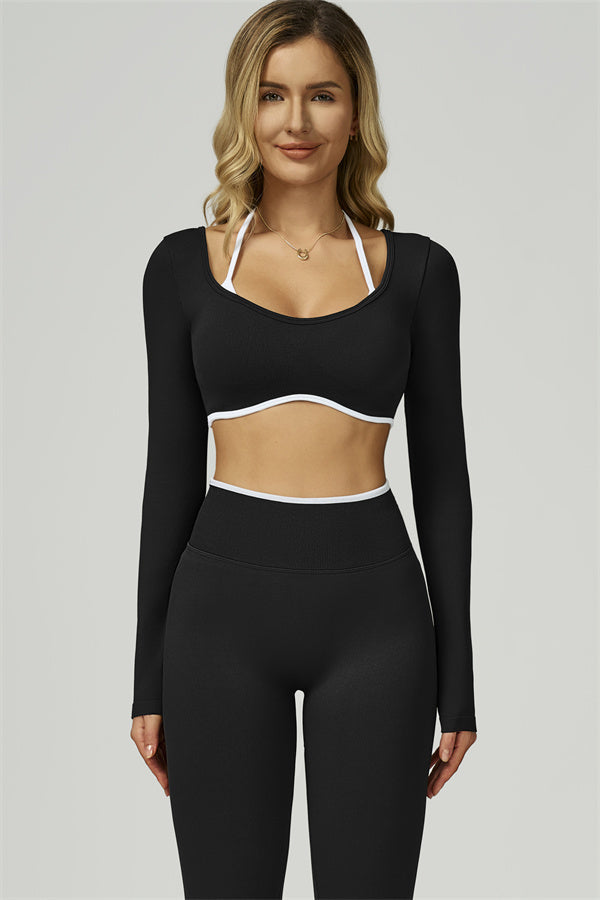The Prime Line Long Sleeve Crop Top Leggings 2-Piece Set
