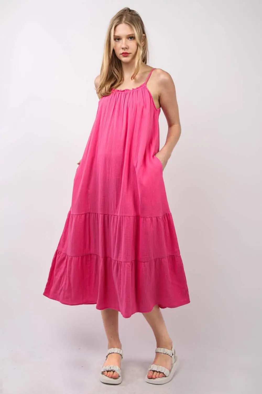 Trendsi Very J Ruffled A-Line Midi Cami Dress for Summer E
