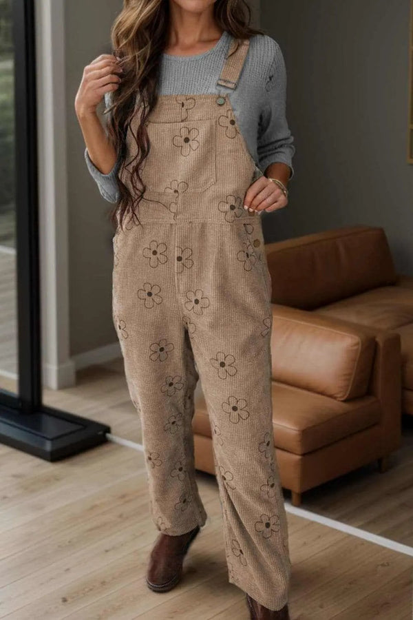 Trendsi Floral Print Overalls with Pockets