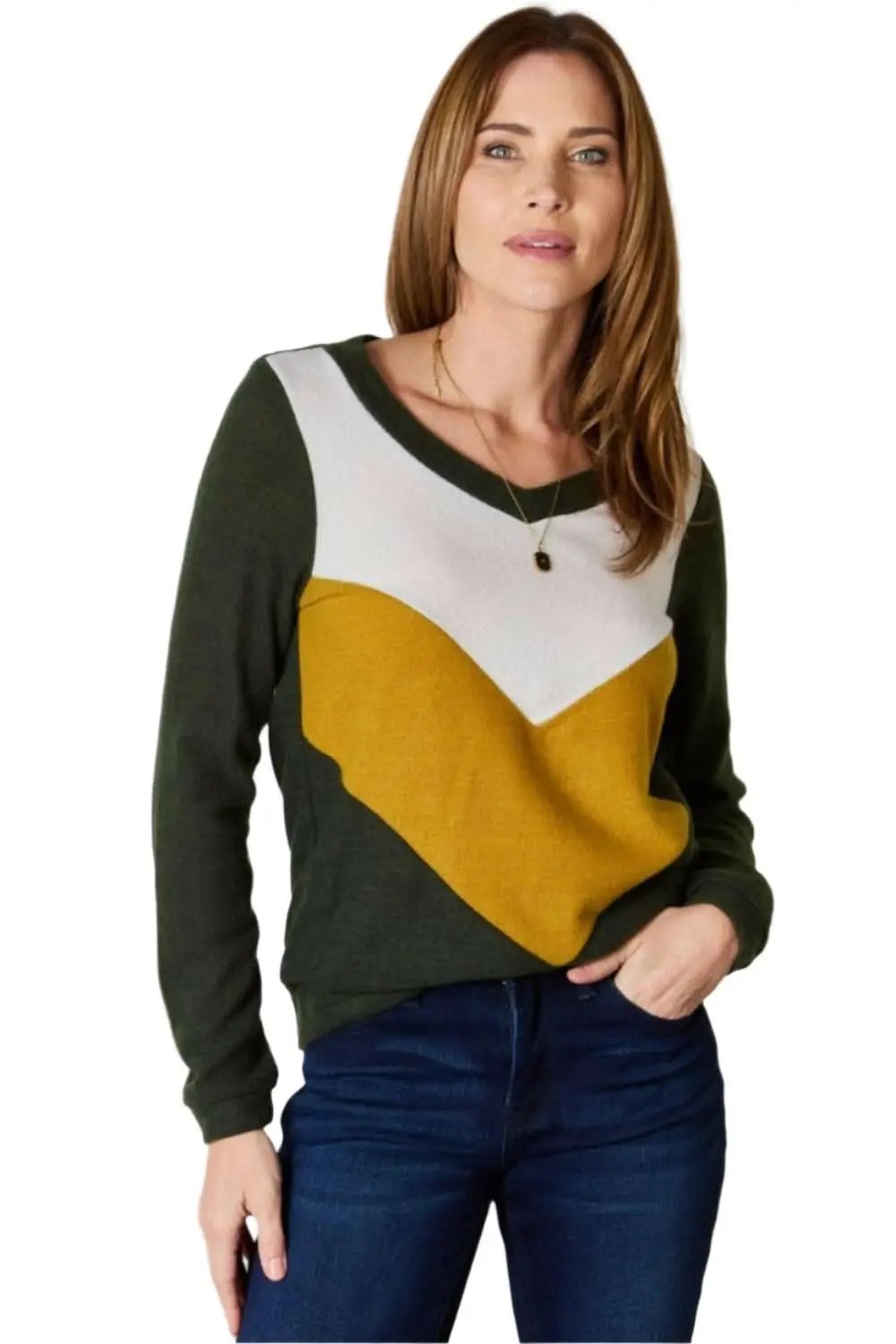 Trendsi Hailey & Co Plus Size Colorblock Blouse