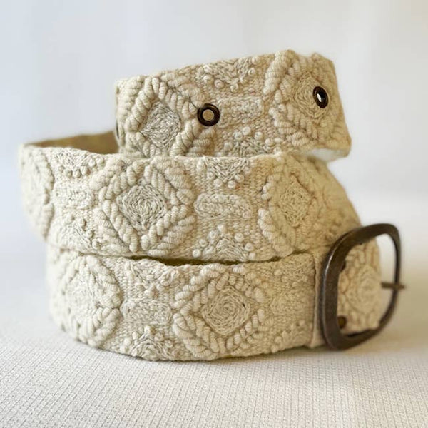 Wandering Clouds Embroidered Wool Belt