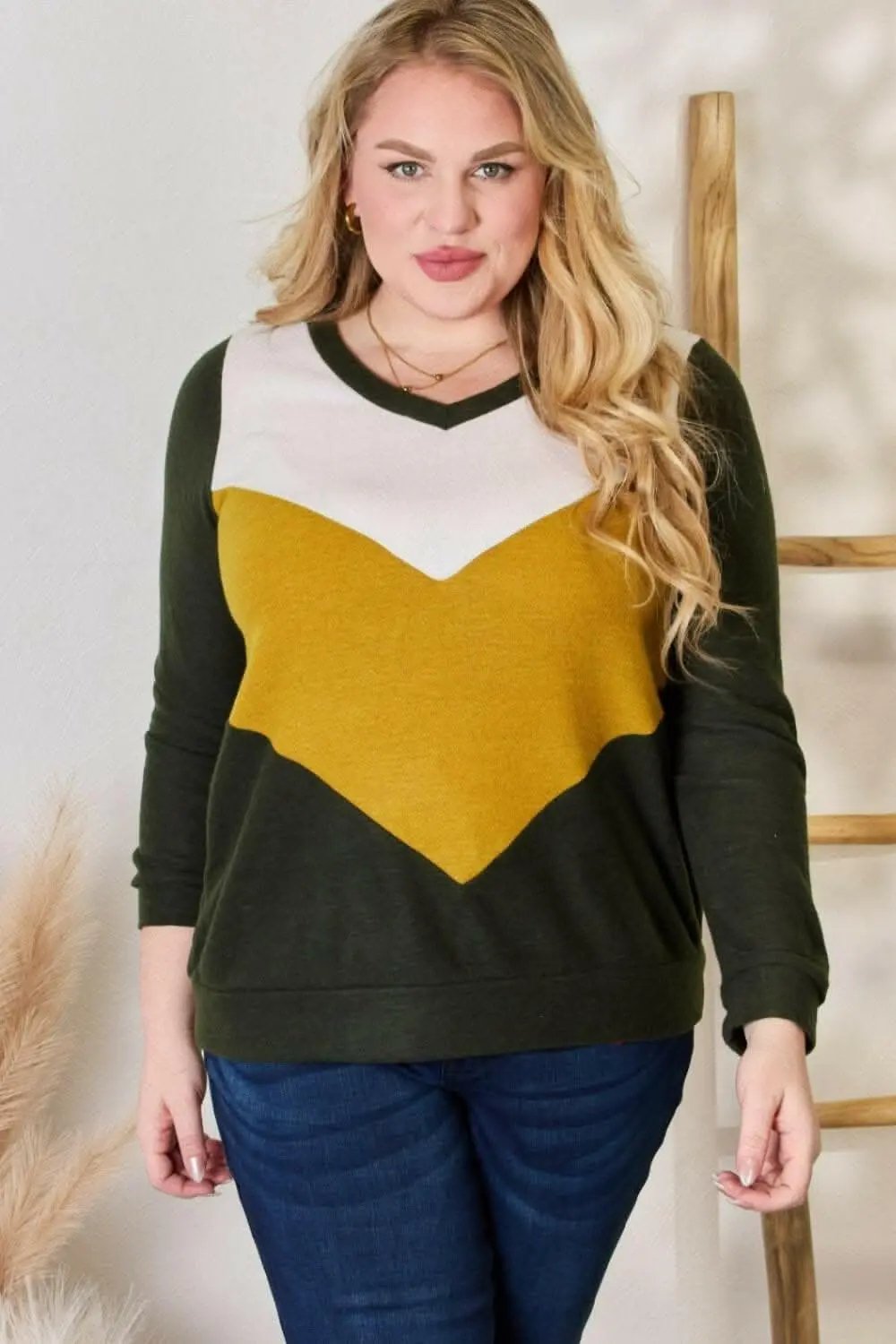 Trendsi Hailey & Co Plus Size Colorblock Blouse