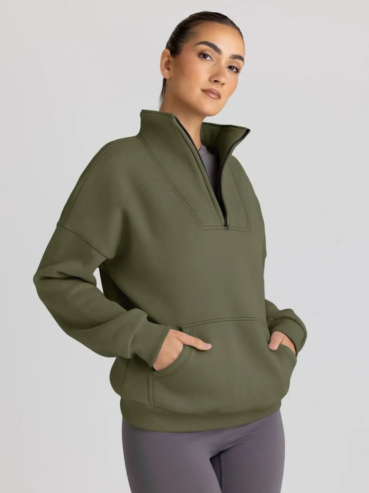 Love Salve Half Zip Sweatshirt Women's Fall/Winter Oversized Pullover - Comfy & Trendy