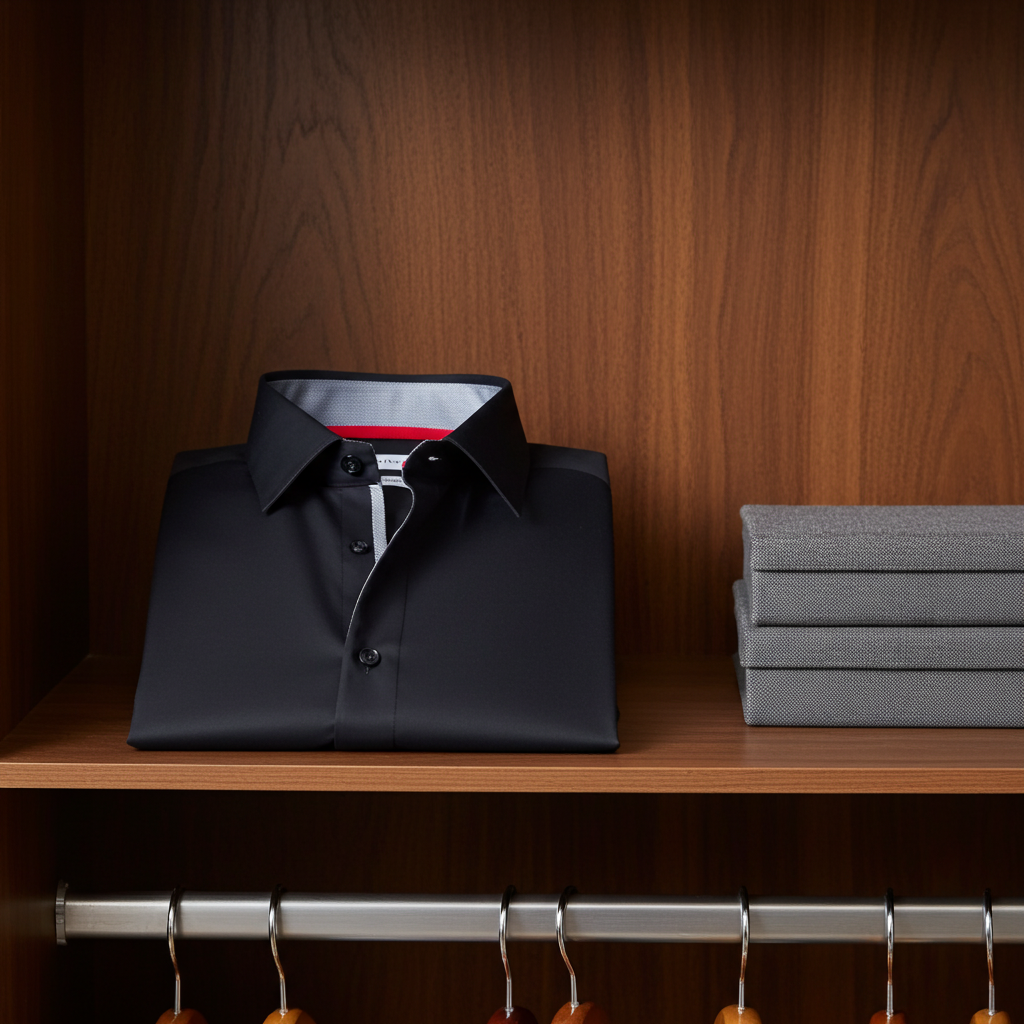 Richard Button-Up Shirt With Contrast Details // Black // Contemporary Fit (Regular)