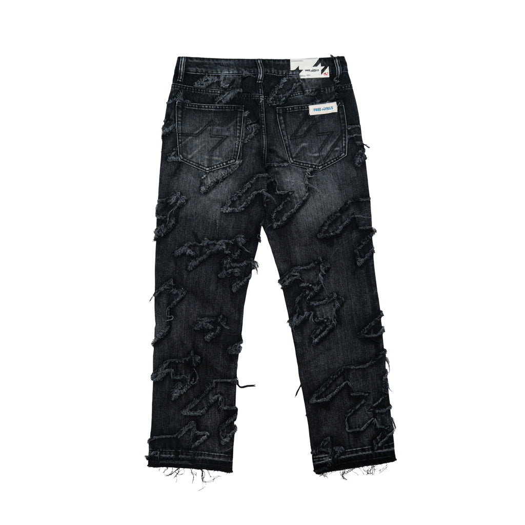 Checks Distressed Denim Pants - Black
